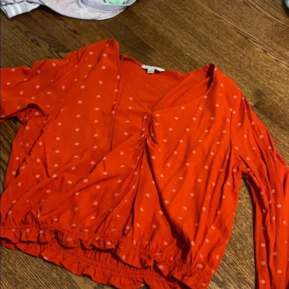American eagle long sleeve Red v neck